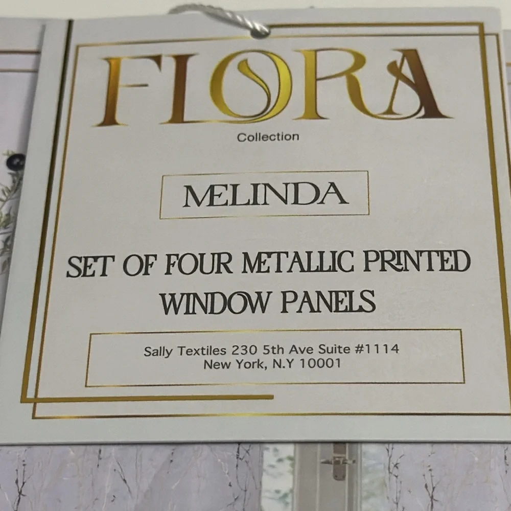 FLORA Collection Extra Long Set Of 4 Metallic Printed Window Panels - 38